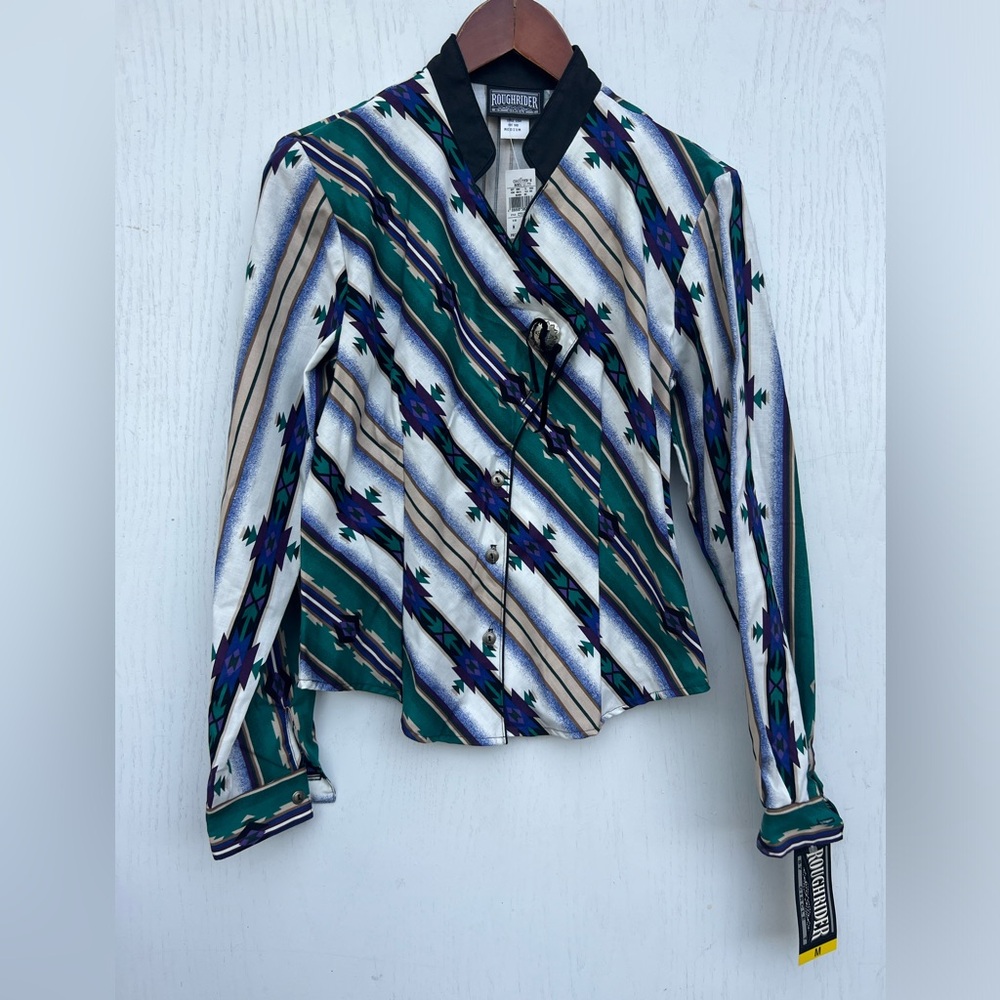 Vintage Roughrider long sleeve Aztec Short top Size Medium Western NWT